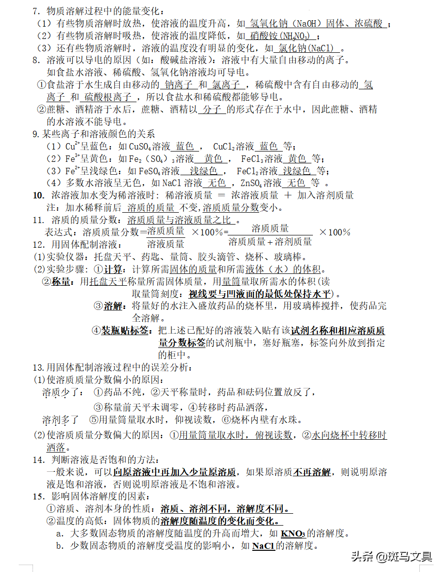 2022中考化学冲刺重难点知识总结